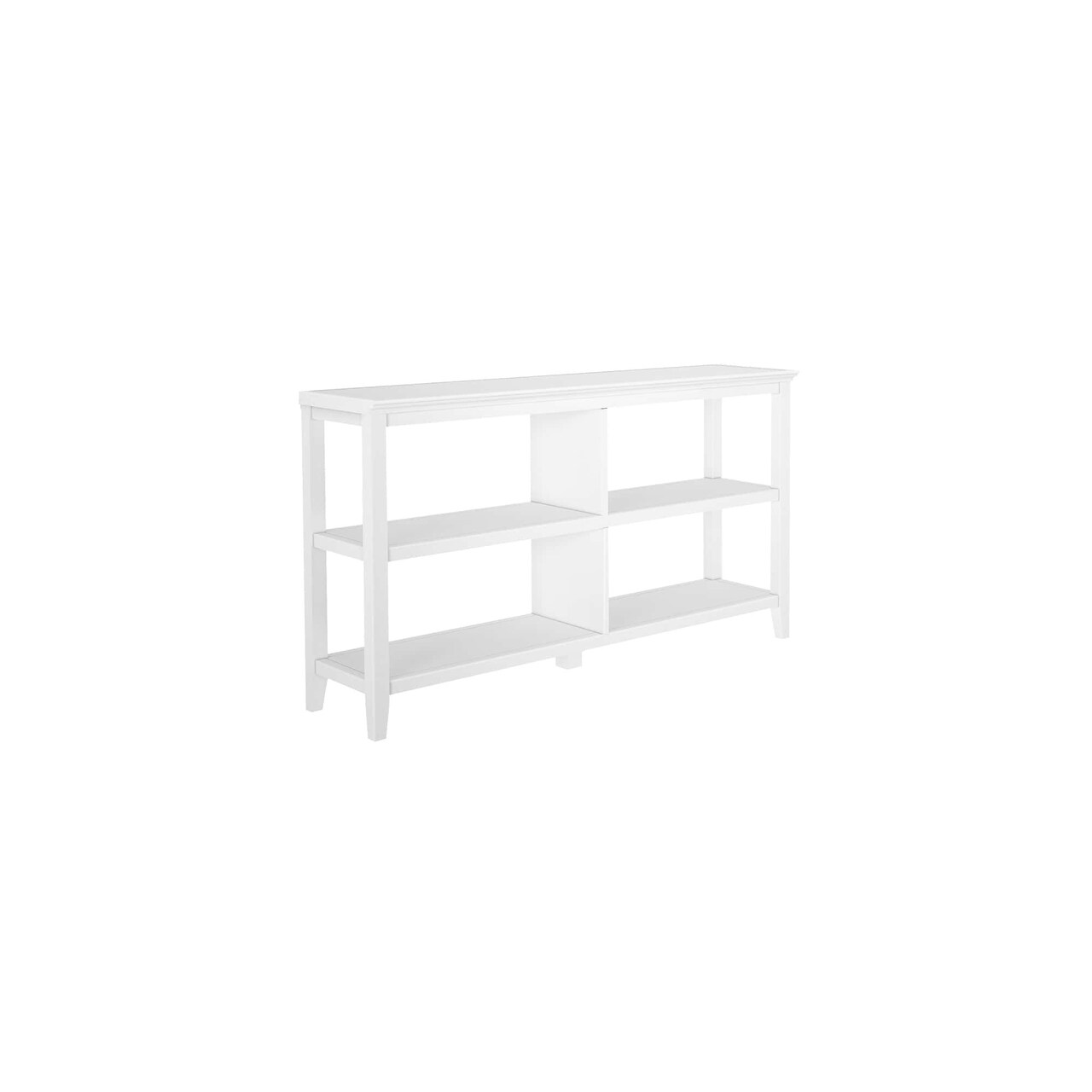 Contemporary Home Living 54" White Solid 2-Tier Low Horizontal Bookcase